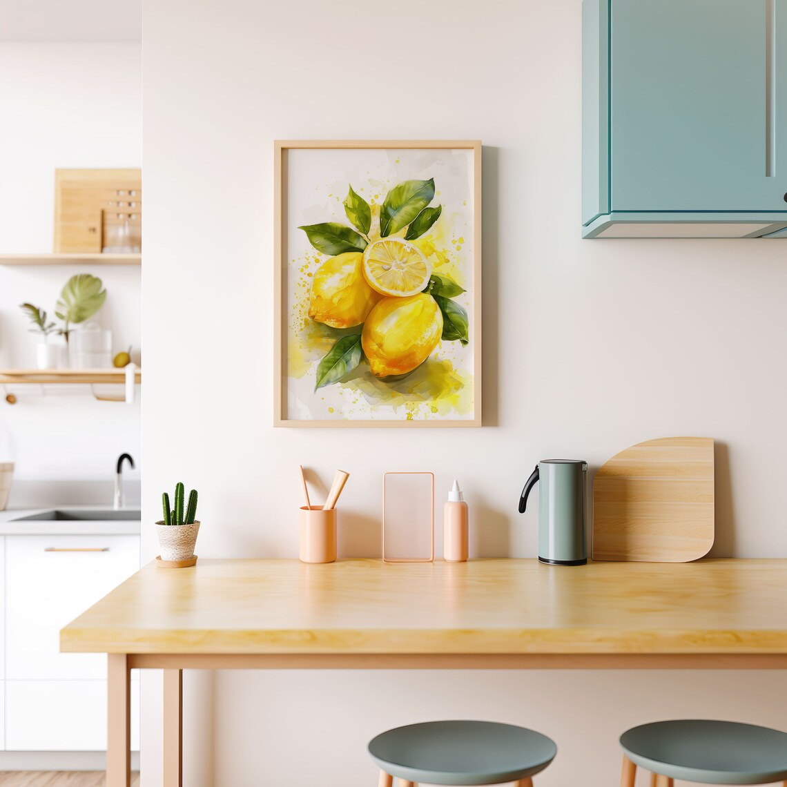 Lemon Watercolor Art Print Kitchen Wall Art - Image 2