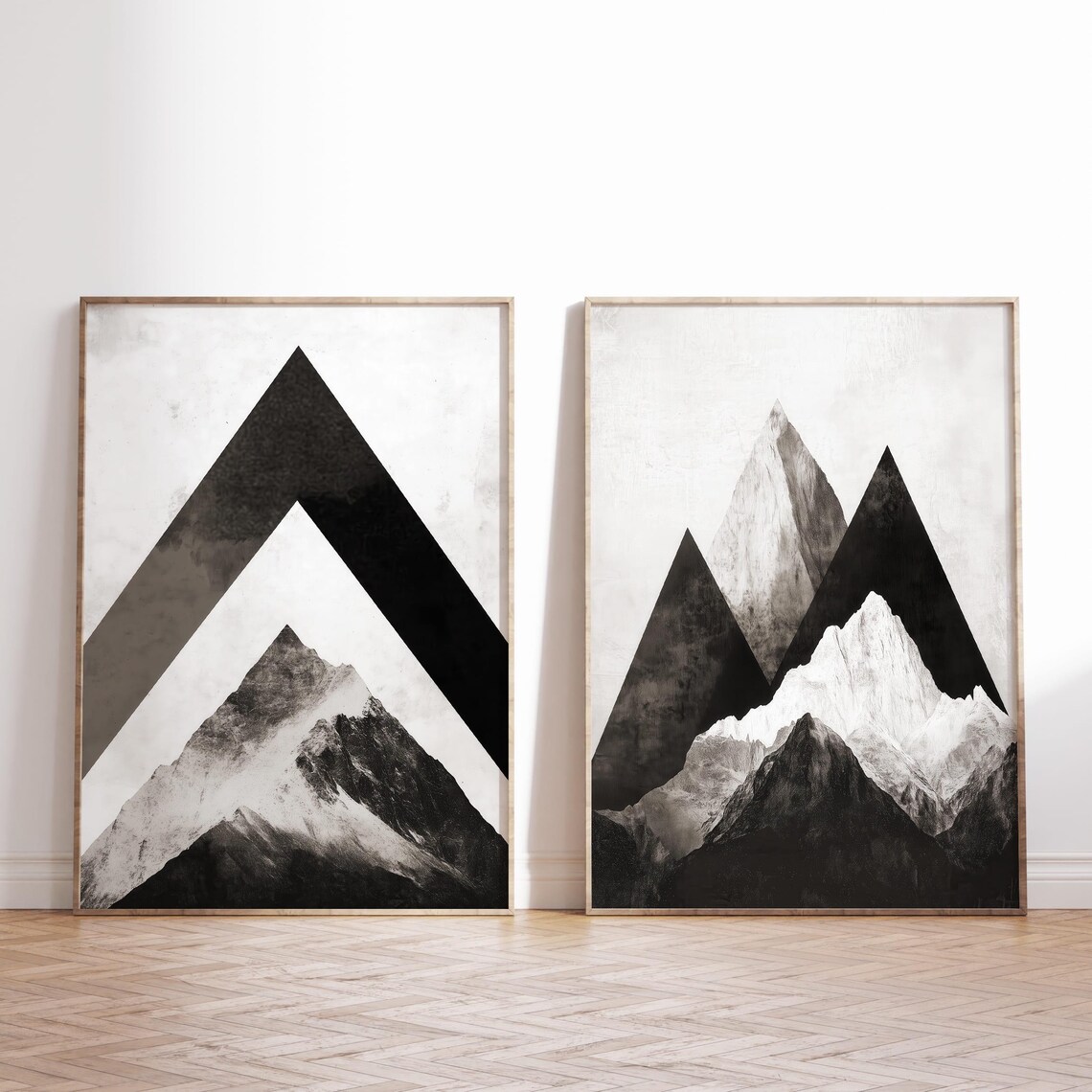 Modern Mountain Art Print, Minimalist Geometric Mountains