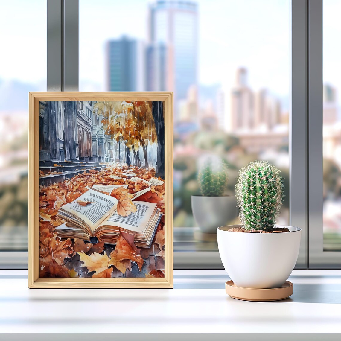 Autumn Book Lover Art Print, Watercolor Fall Decor - Image 4
