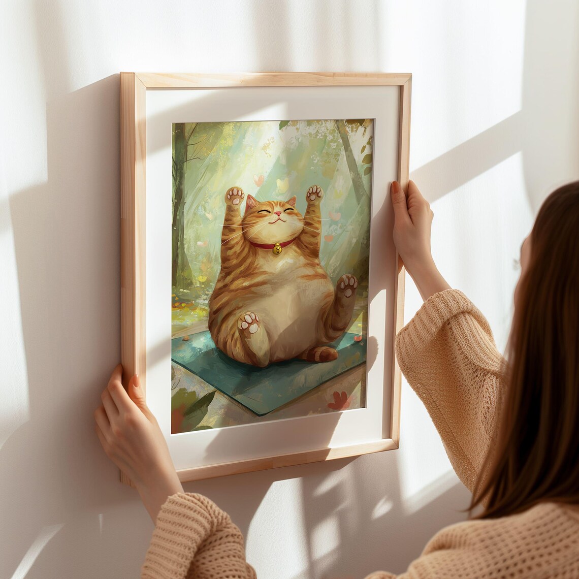 Chubby Orange Cat Yoga Stretch Cute Animal Art Funny Decor Poster - Image 6
