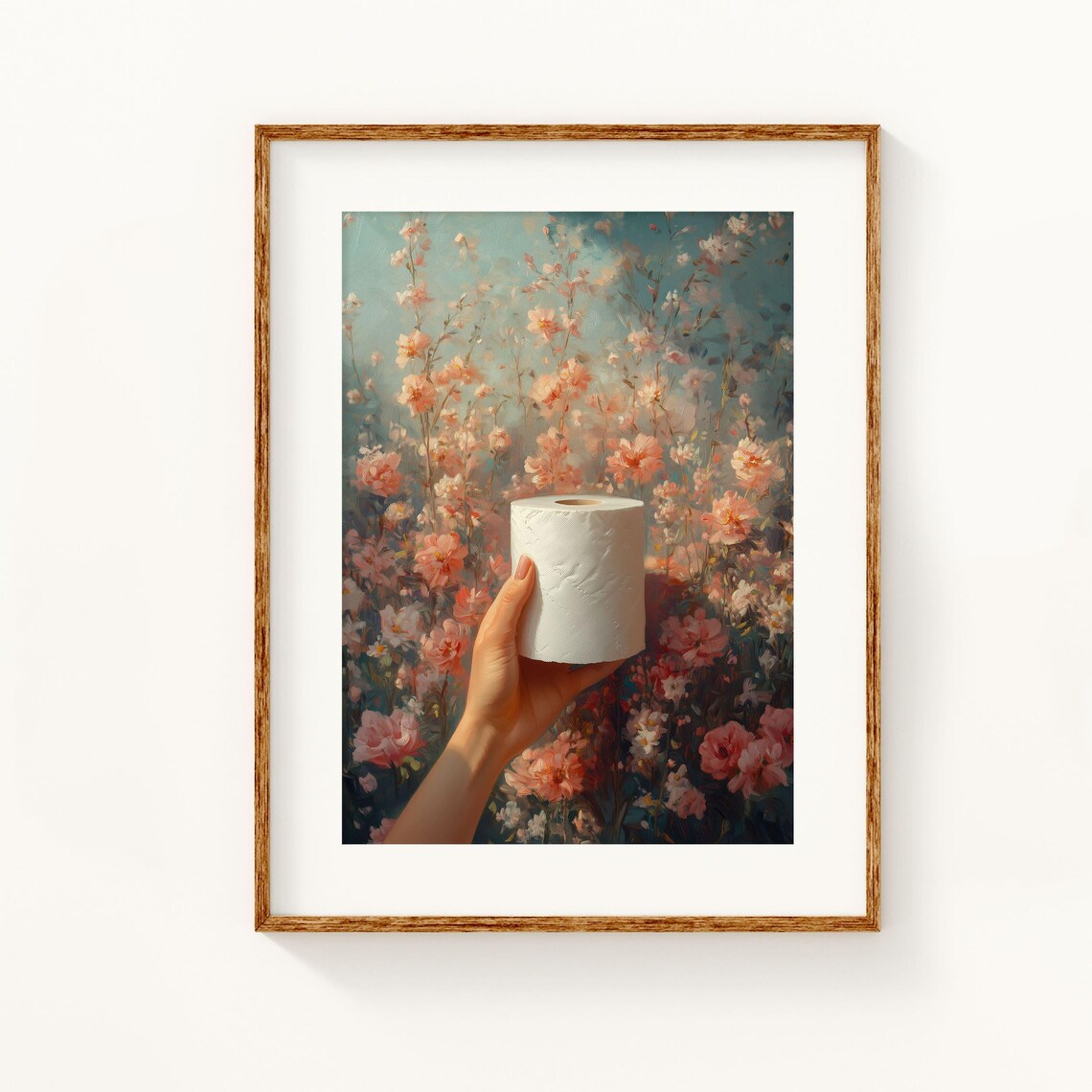 Floral Bathroom Funny Toilet Print, Cottagecore Art - Image 3