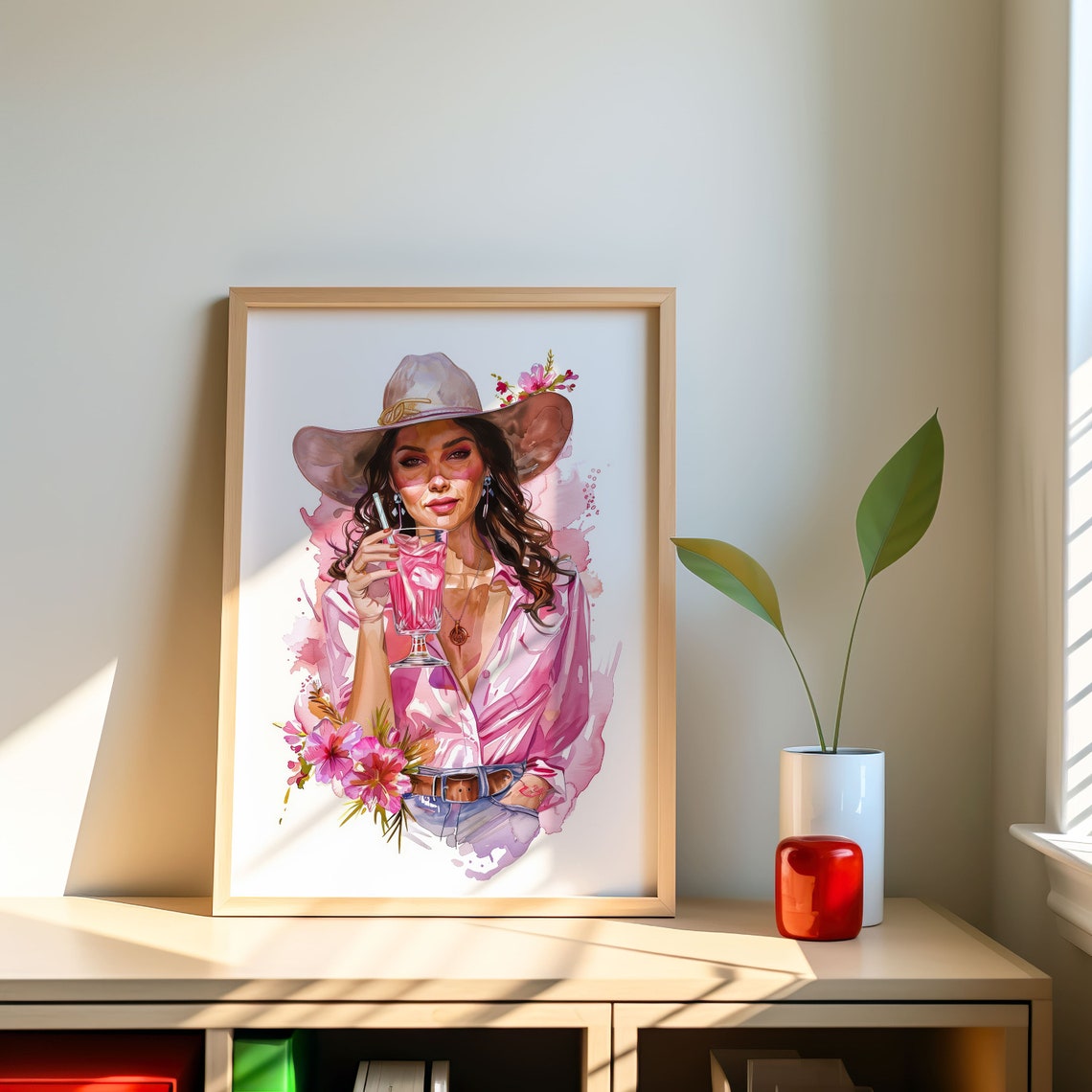 Cowgirl Watercolor Art Print Wall Art - Image 4