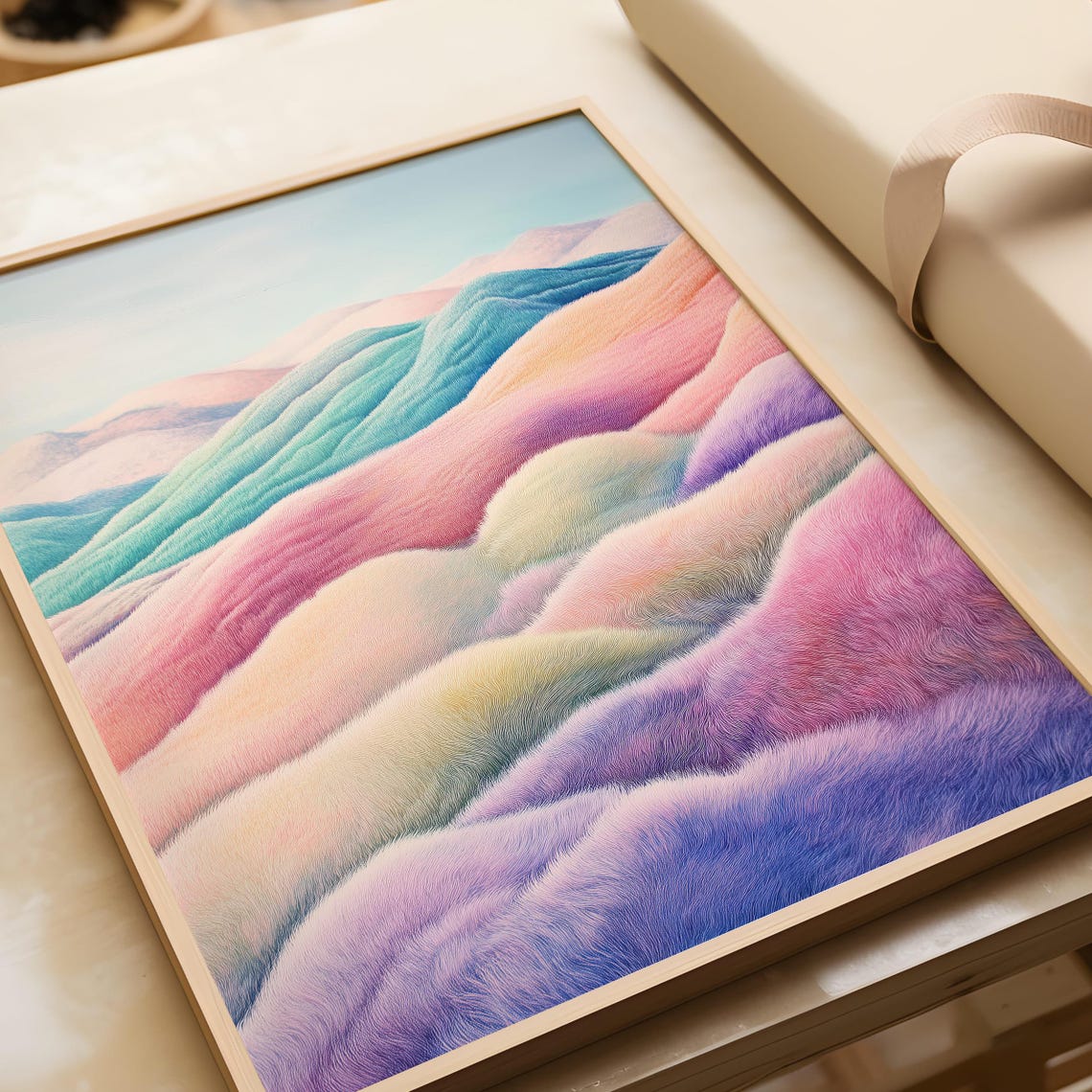 Pastel Rainbow Rolling Hills Dreamy Abstract Landscape Poster - Image 7
