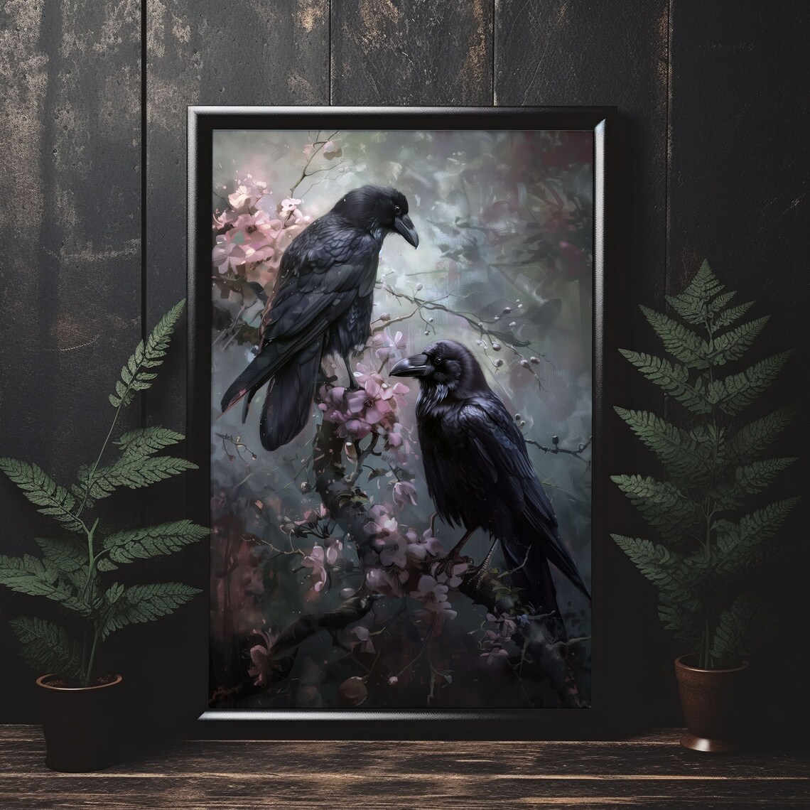 Victorian Gothic Raven Art Print, Dark Floral Decor - Image 5