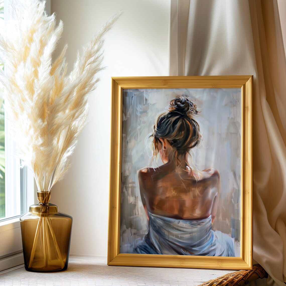 Woman With Hair Bun Wrapped In A Towel Impressionist Art Poster - Image 4