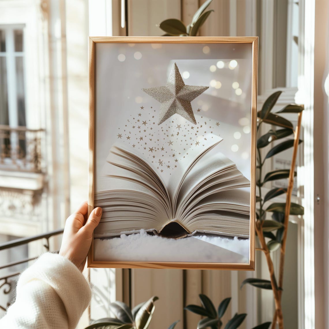 Magical Open Book With Golden Star Christmas Reading Fantasy Poster - Image 2