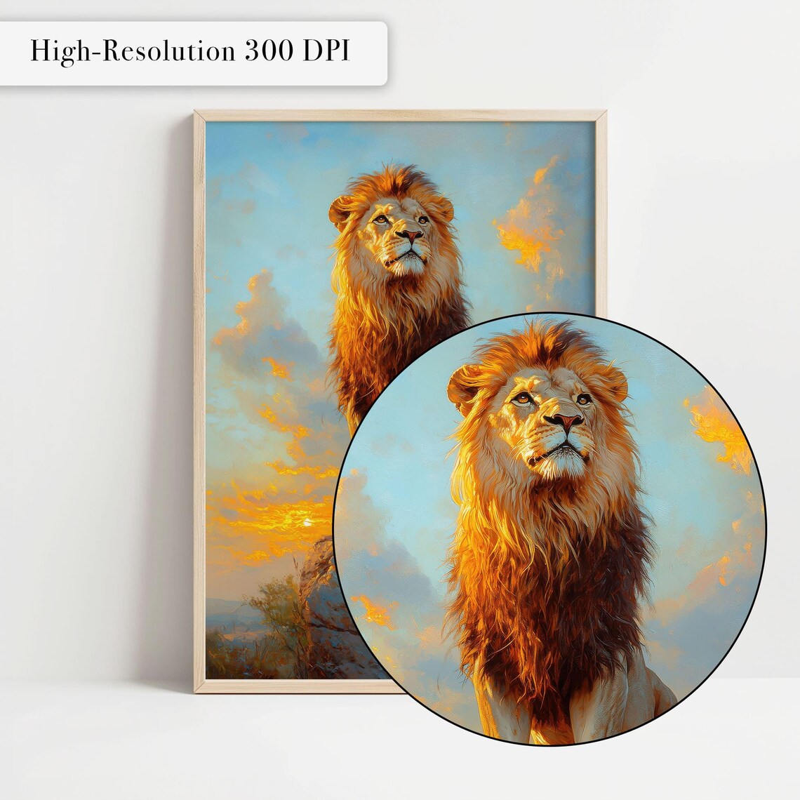 Majestic Lion Standing Rock Sunset Golden Mane Wildlife Portrait Poster - Image 4