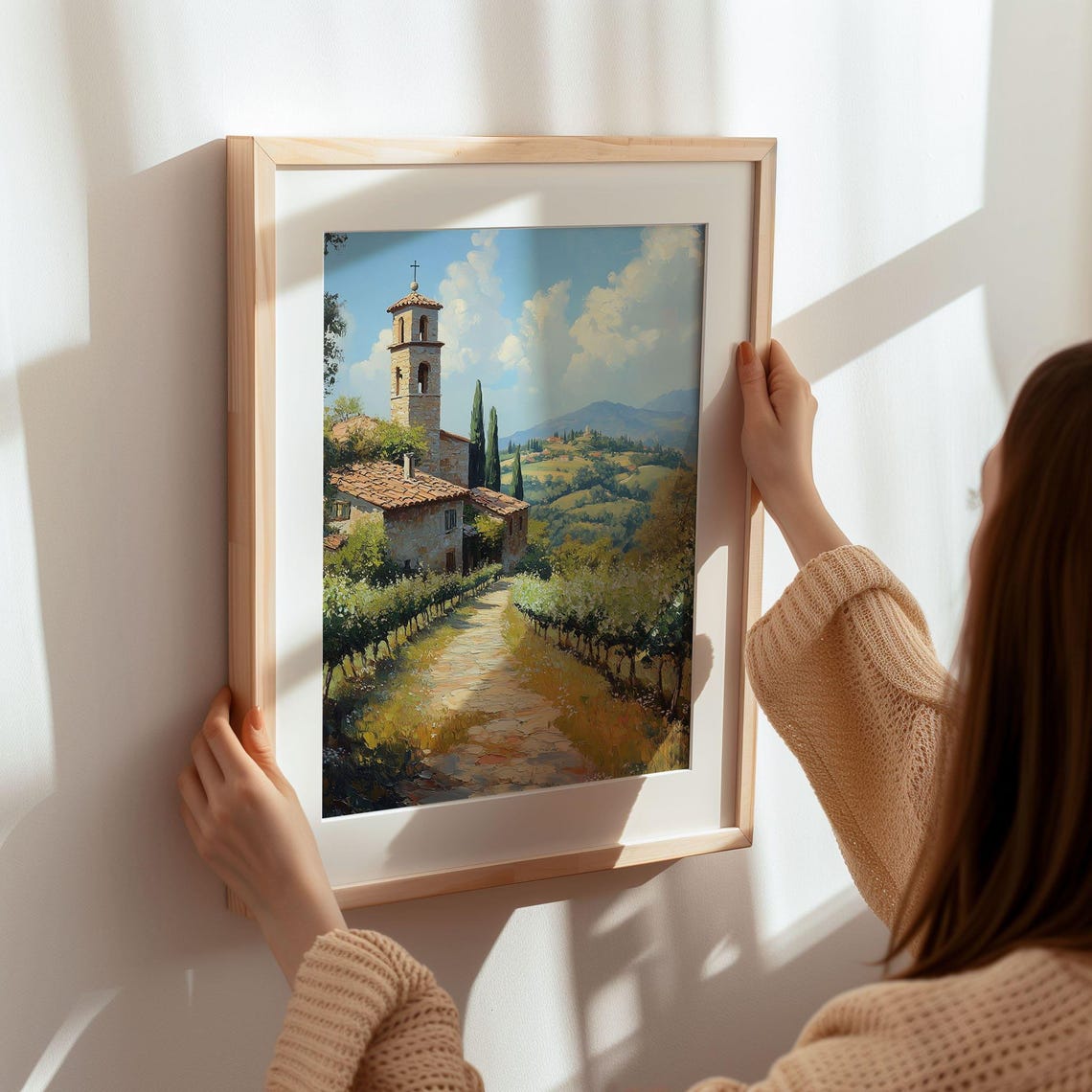 Tuscany Countryside Church Vineyard Path Italian Landscape Poster - Image 3