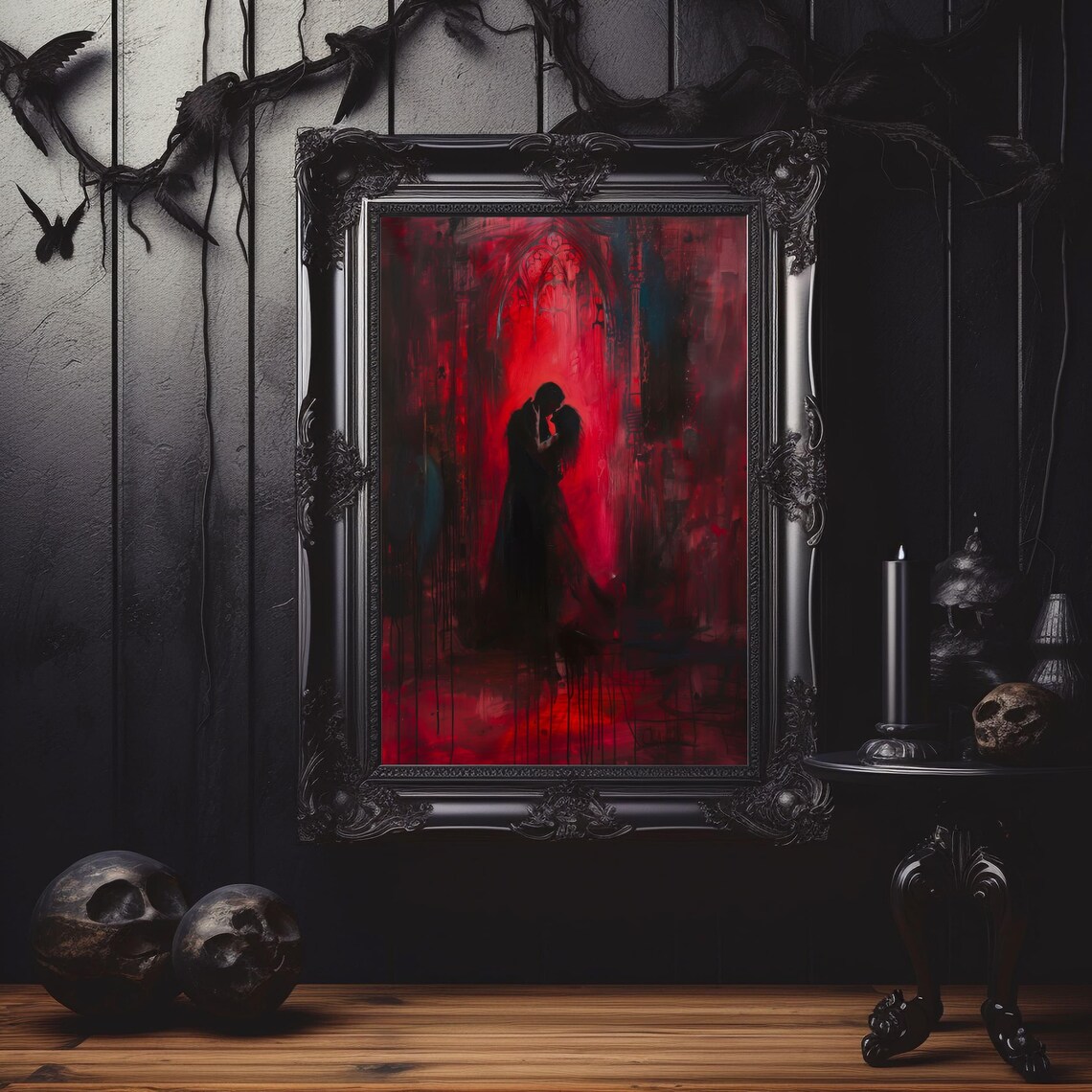 Gothic Romantic Couple Art Print, Dark Romance - Image 2