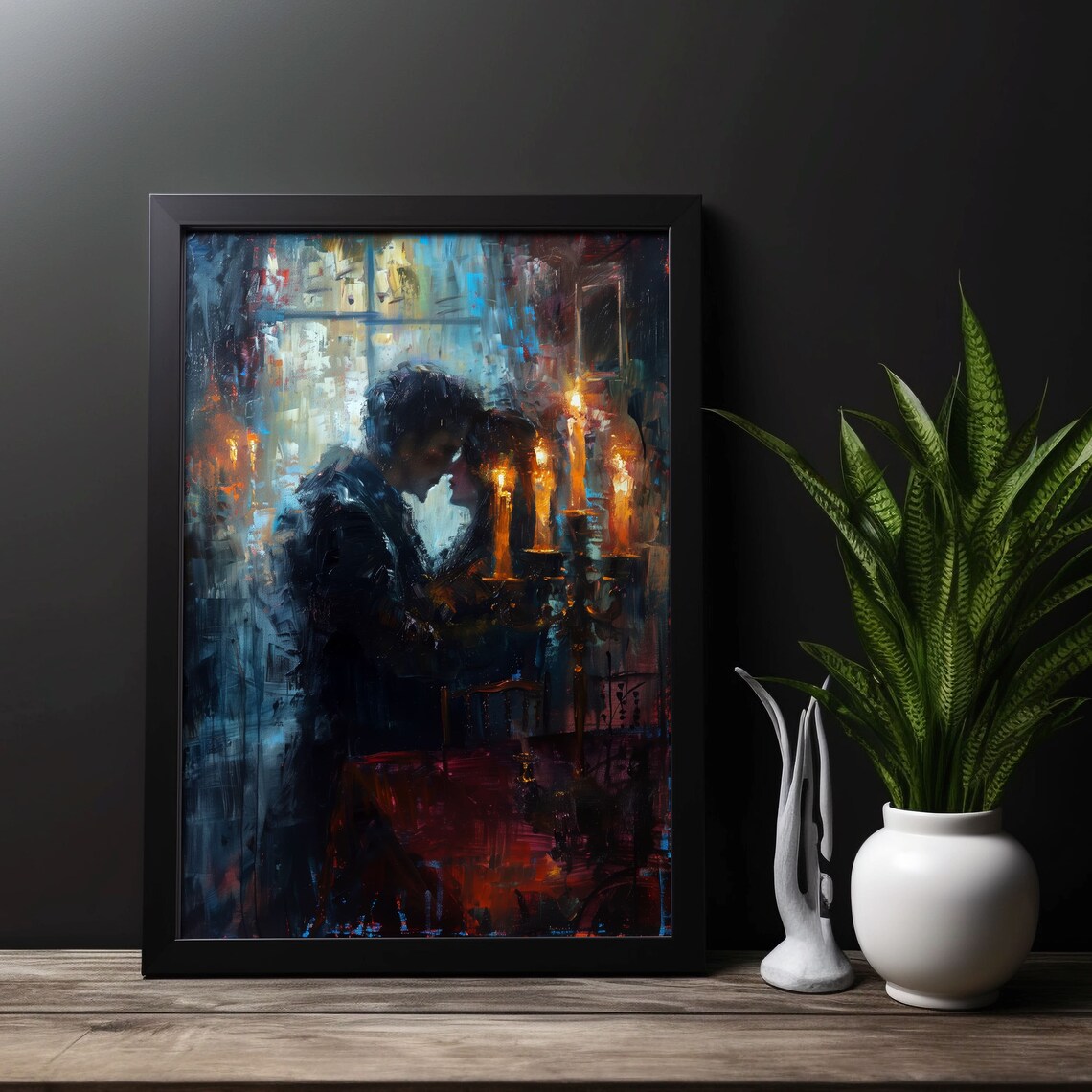 Gothic Candlelit Embrace, Dark Romantic Art Print - Image 5