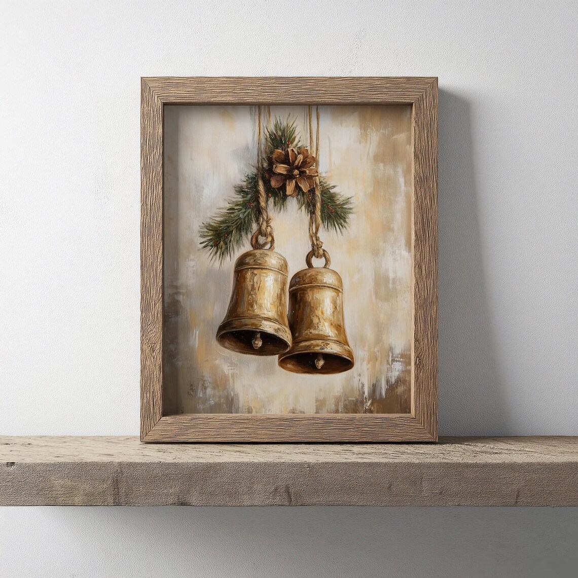 Vintage Christmas Bells Rustic Holiday Art Print - Image 2