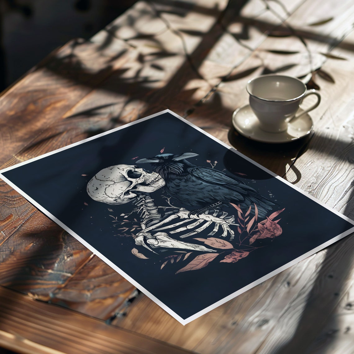 Gothic Skeleton Embracing A Raven Dark Fantasy Illustration Art Poster - Image 7