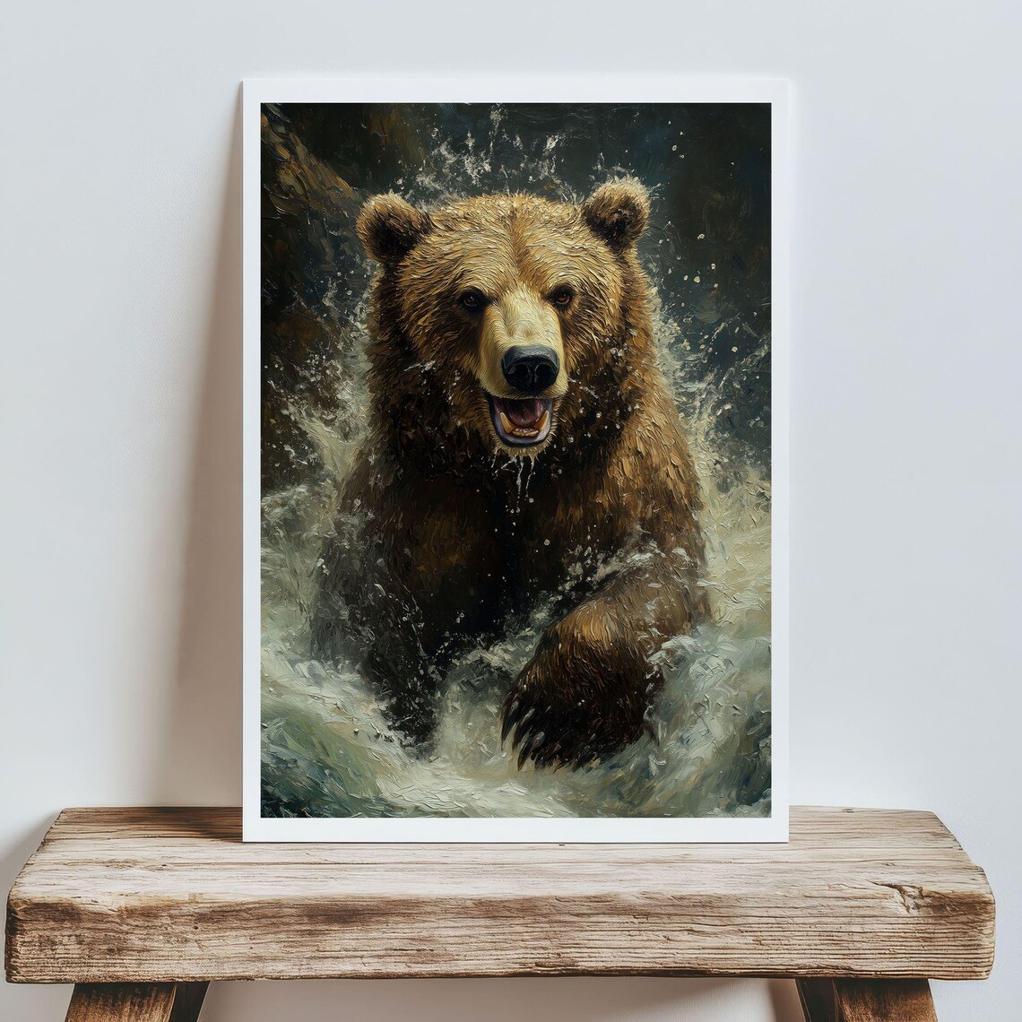Brown Bear Splashing Water Dramatic Wilderness Wild River Grizzly Poster - Image 5