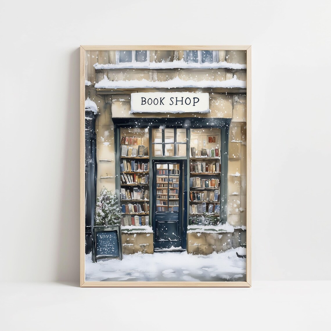 Winter Bookshop Christmas Wall Art, Cozy Print - Image 8