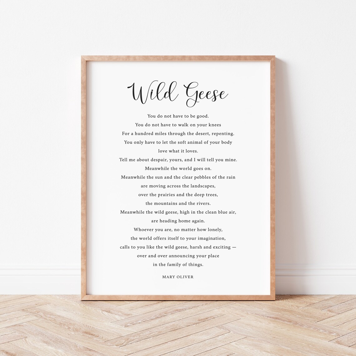 Wild Geese Poem By Mary Oliver Inspirational Typography Poster - Image 2