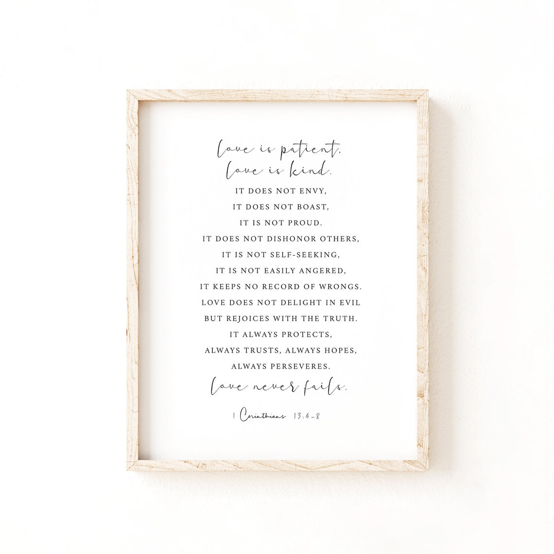 1 Corinthians 134 8 Bible Verse Print Baptism Gift Modern Scripture Wall Art Bible Verse Sign Christian Gift Christian Home Decor - Image 2