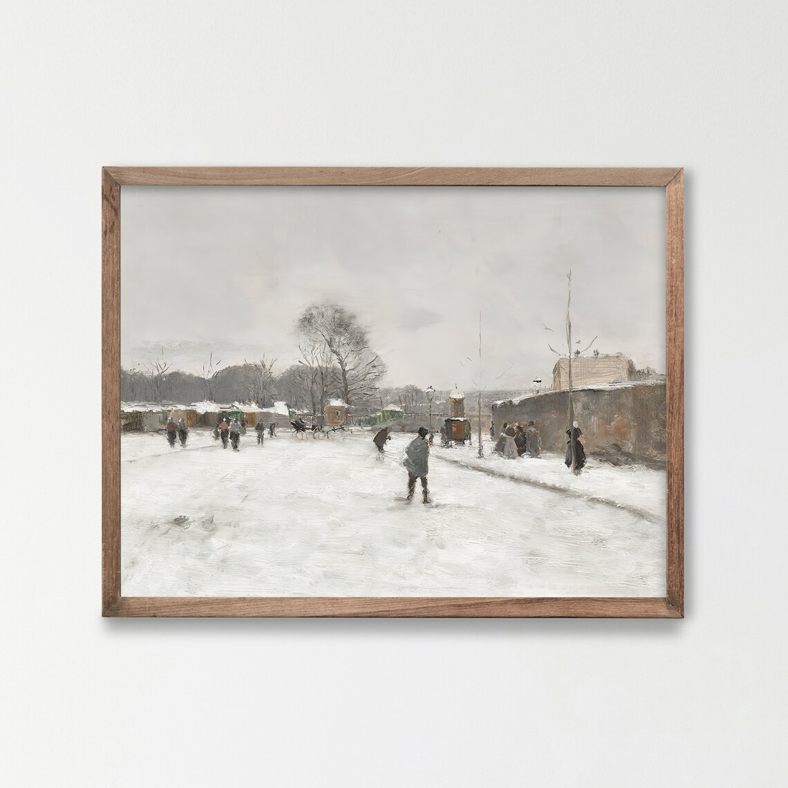 Vintage Winter Europe Street Art Print, Christmas Decor