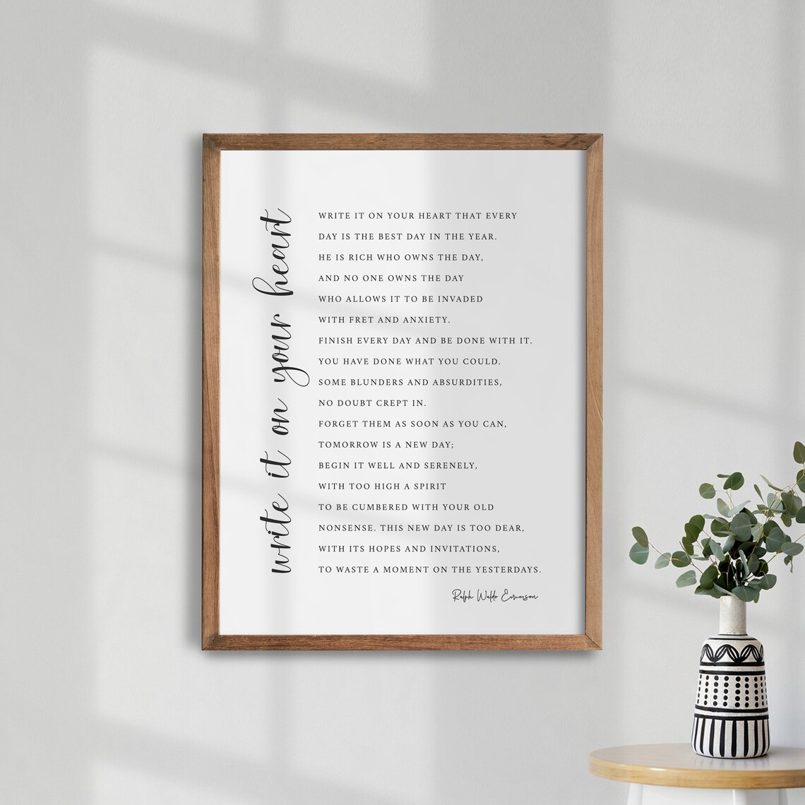 Write It On Your Heart Emerson Quote Art Print