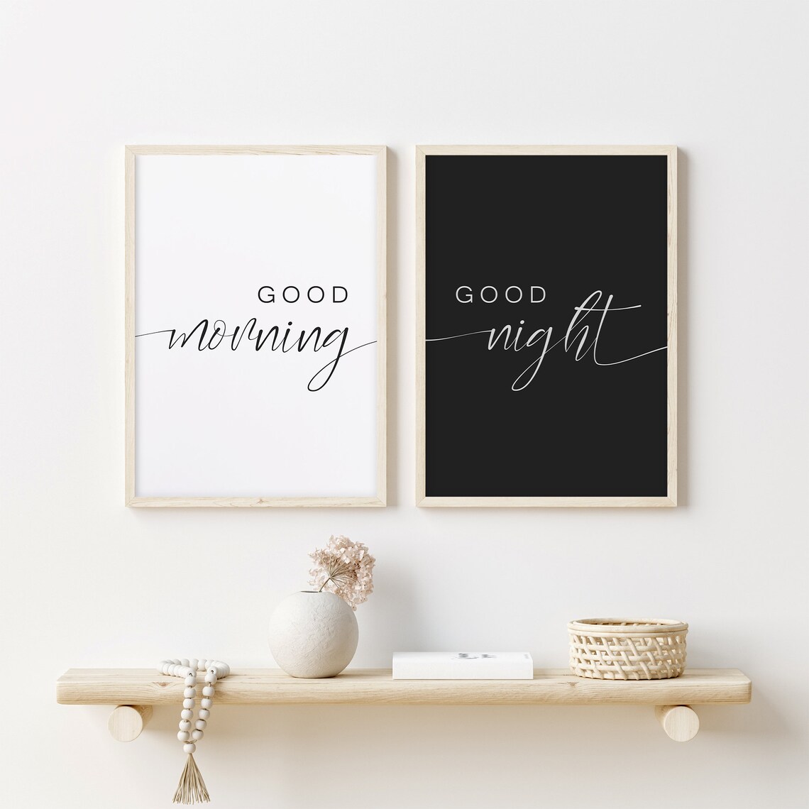 Good Morning Good Night Bedroom Print Set, Black - Image 3