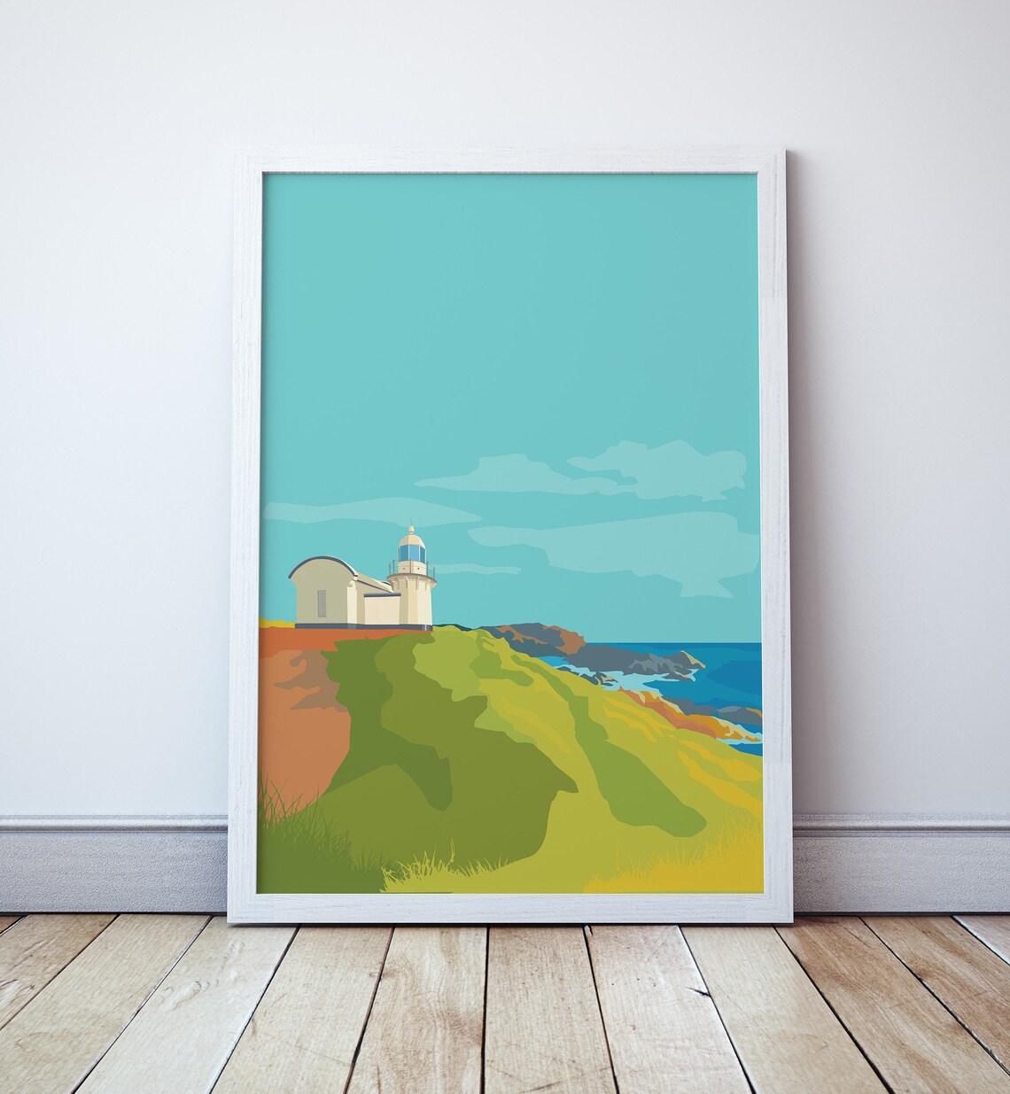 Port Macquarie Lighthouse on Green Coastal Headland Travel Poster