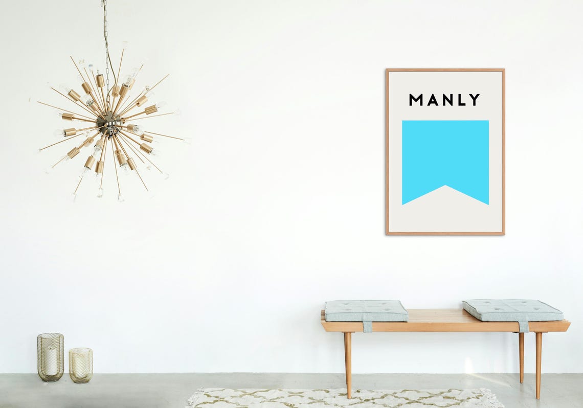 Manly Surf Lifesaving Beach Flag Coastal Minimalist Art Print - Image 3