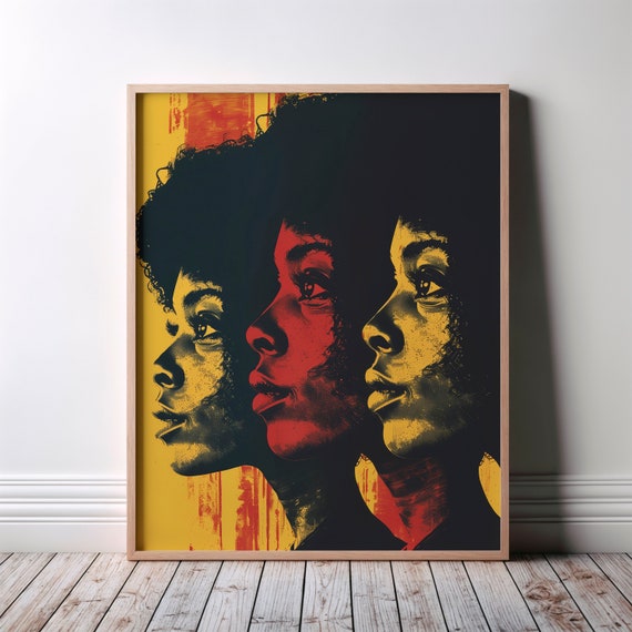African Art Poster Blackinspired Black Afrocentric Sisterhood Radiance Contemporary Colorful