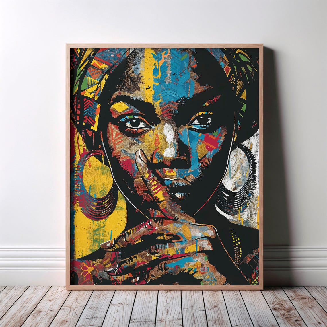 Bold African Woman Afrocentric Pop Art Headwrap Portrait Poster