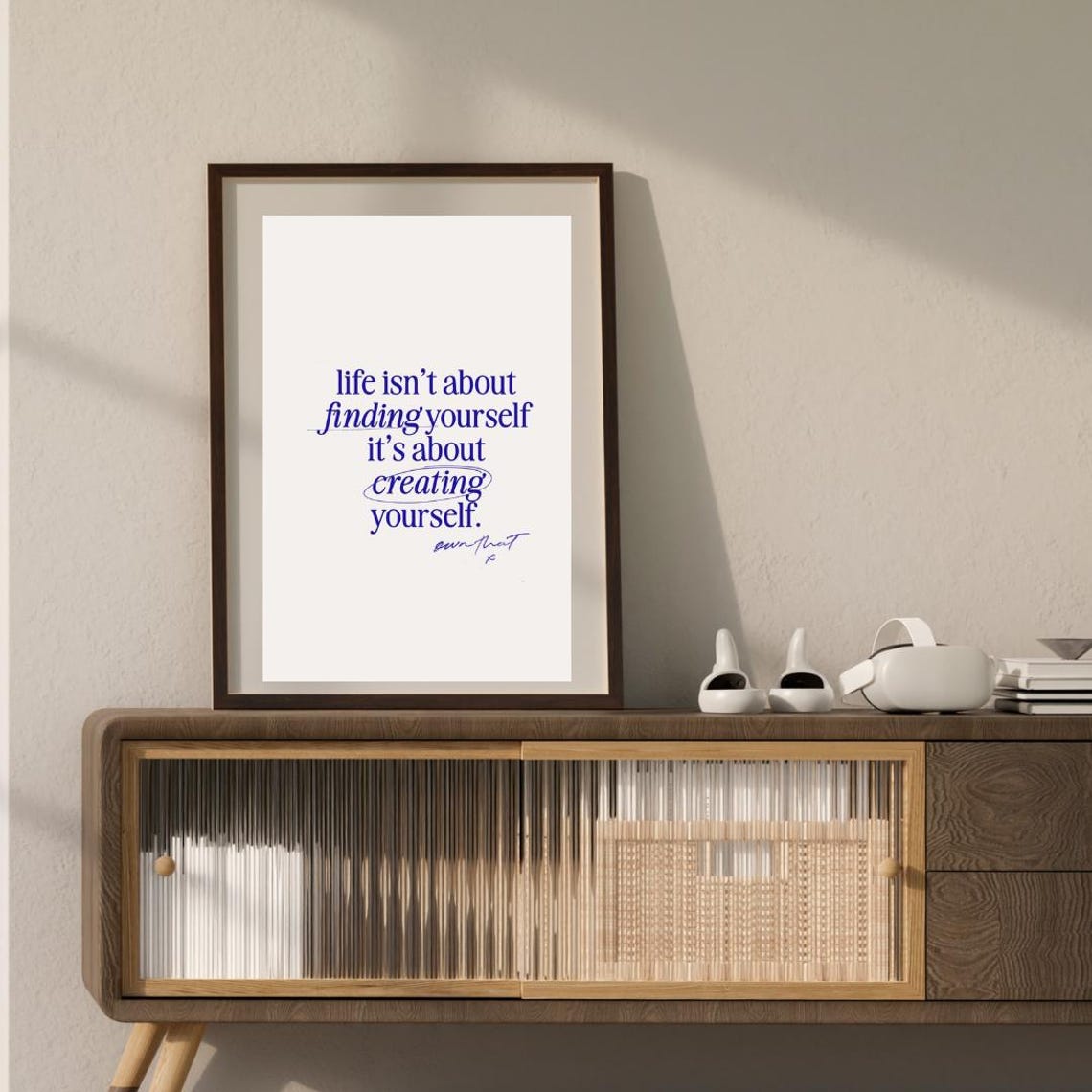 Life Is About Creating Yourself Blue Serif Inspirational Quote Print - Image 2