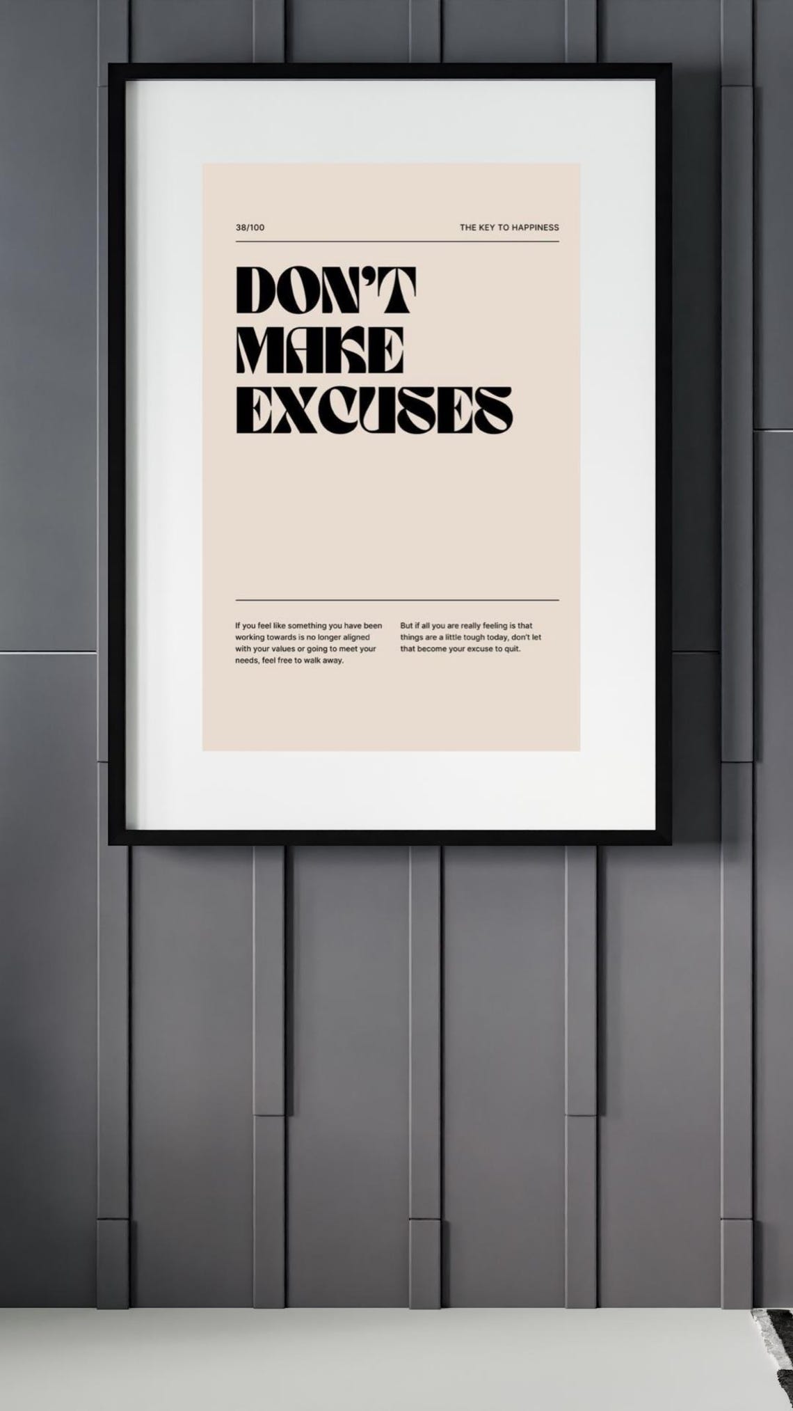 Don't Make Excuses Bold Retro Key To Happiness Mindset Quote Poster