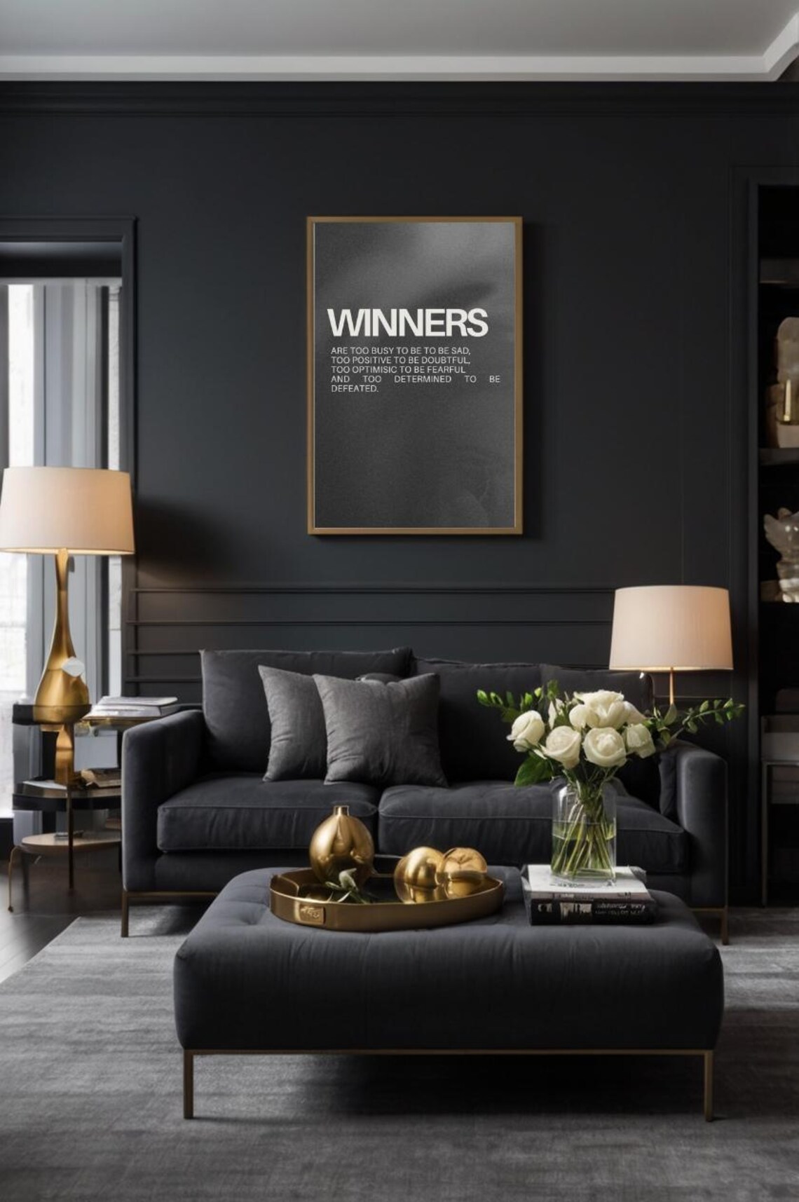 Winners Are Too Busy to Be Sad Black Bold Typography Quote Poster - Image 2