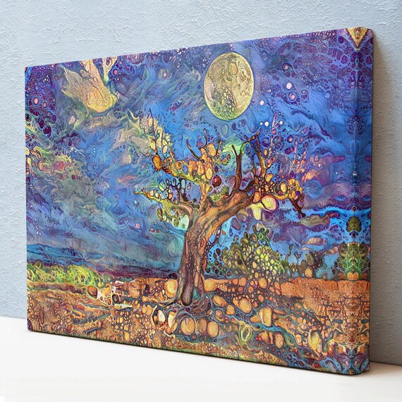 Magical Modern Landscape With Old Tree Wall Art Nature Decor Nature Print Nature Art Landscape Wall Table