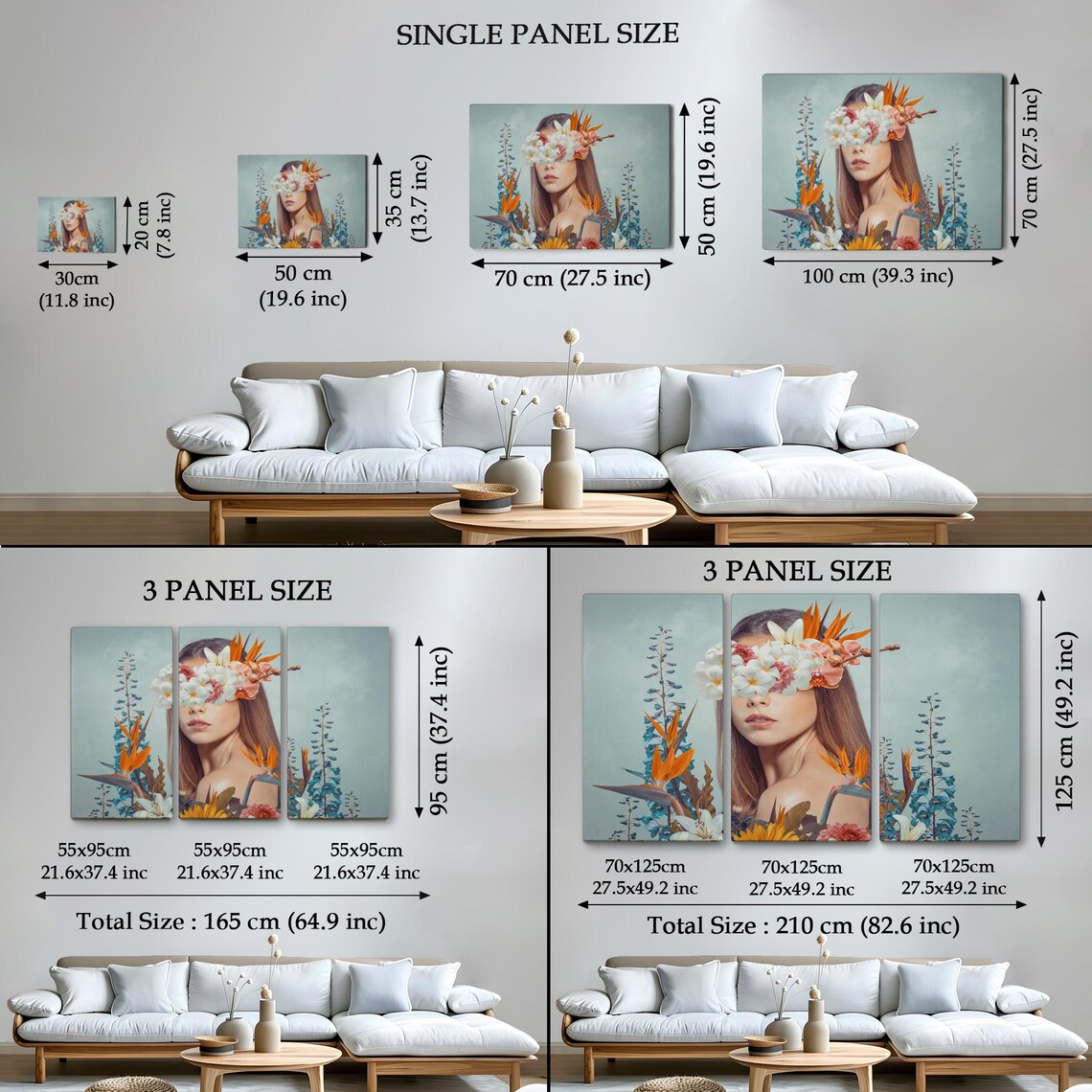 Woman Portrait Hidden Behind Tropical Orchid Bloom Collage Wall Art - Image 4