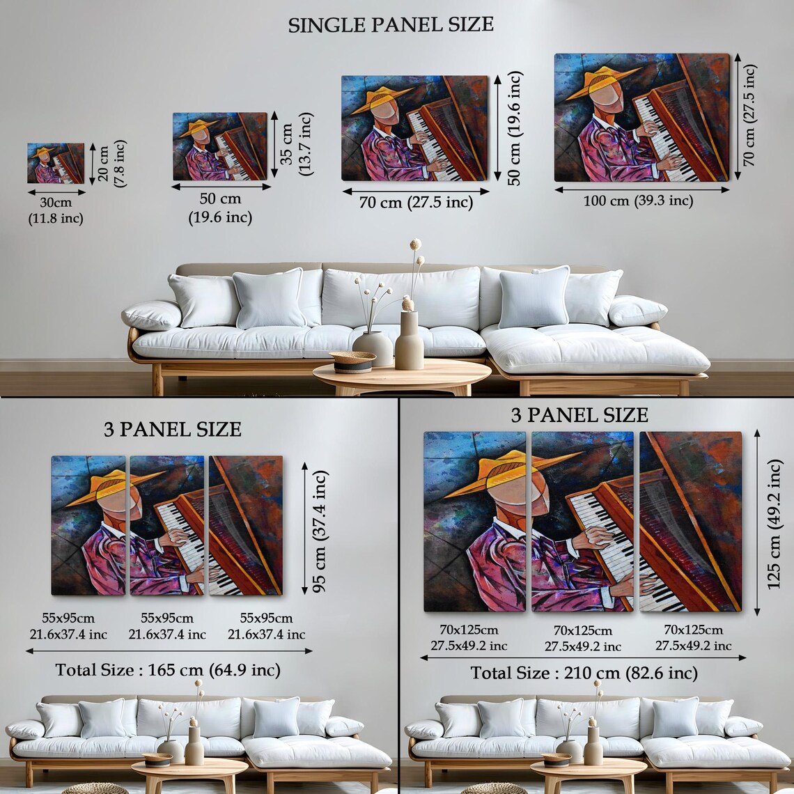 Cubist Musician Yellow Hat Playing Grand Piano Jazz Art Poster - Image 4