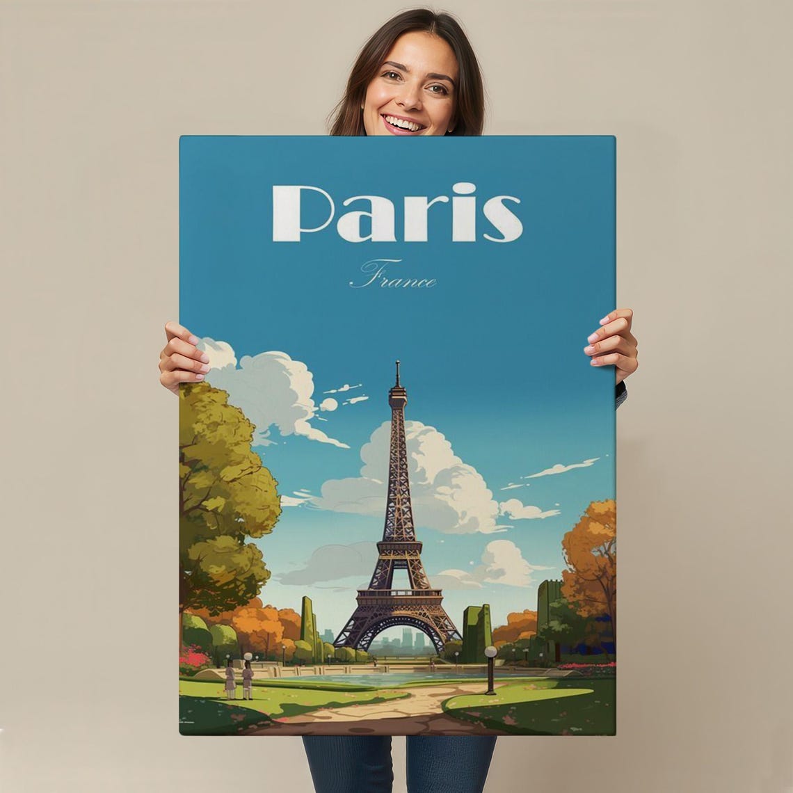 Paris France Eiffel Tower Vintage Retro Travel Style Art Print - Image 4