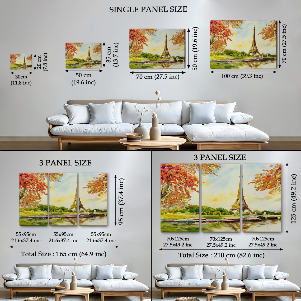 Paris Eiffel Tower Seine River Autumn Leaves Watercolor France Poster - Image 4