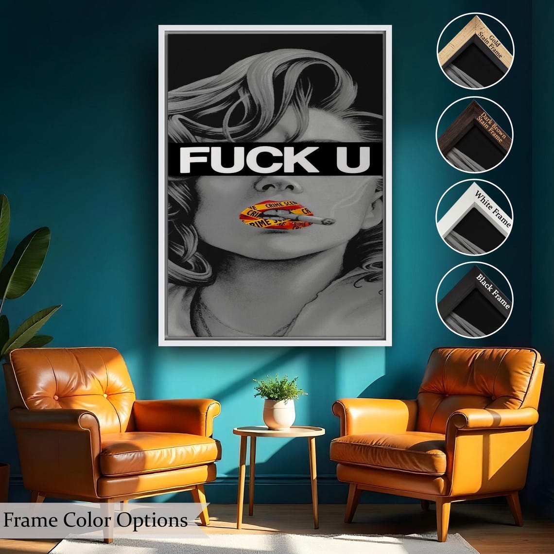 Defiant Pop Art Woman Portrait Bold Statement Black White Wall Art - Image 2