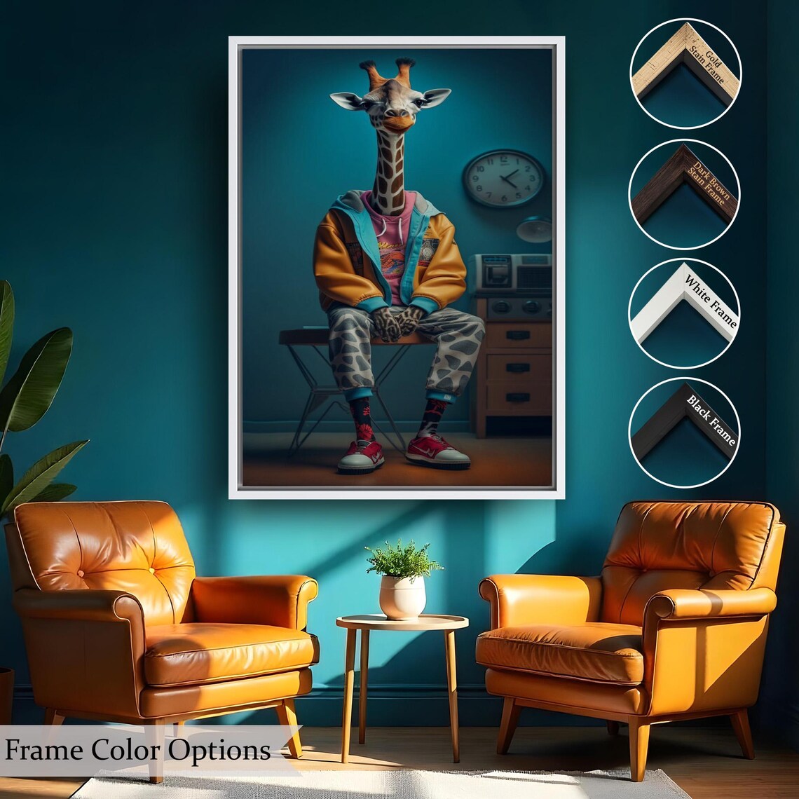Giraffe Streetwear Portrait Canvas Funny Animal Modern Room Poster - Image 2