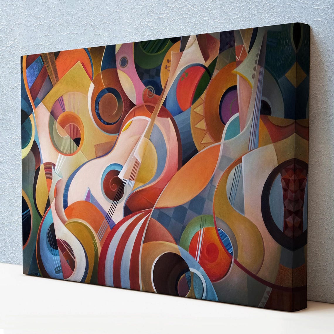 Cubist Guitars Warm Abstract Music Themed Modern Art Wall Poster