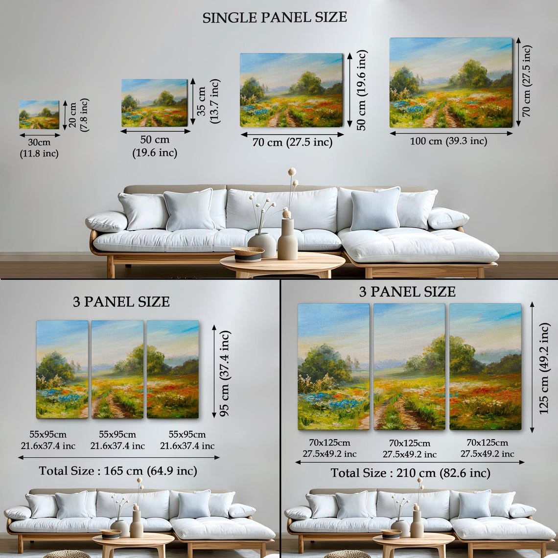 Sunlit Wildflower Meadow Poppy Cornflower Field Path Nature Poster - Image 4