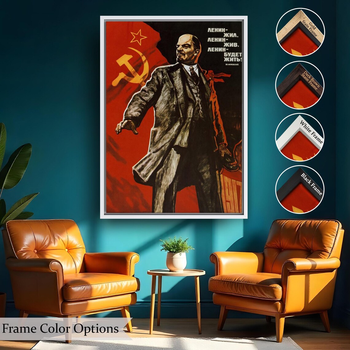 Vladimir Lenin Soviet Propaganda Poster Red Flag Vintage History Print - Image 2