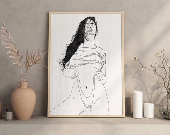Sensual Female Form Line Drawing Minimalist Modern Body Art Poster