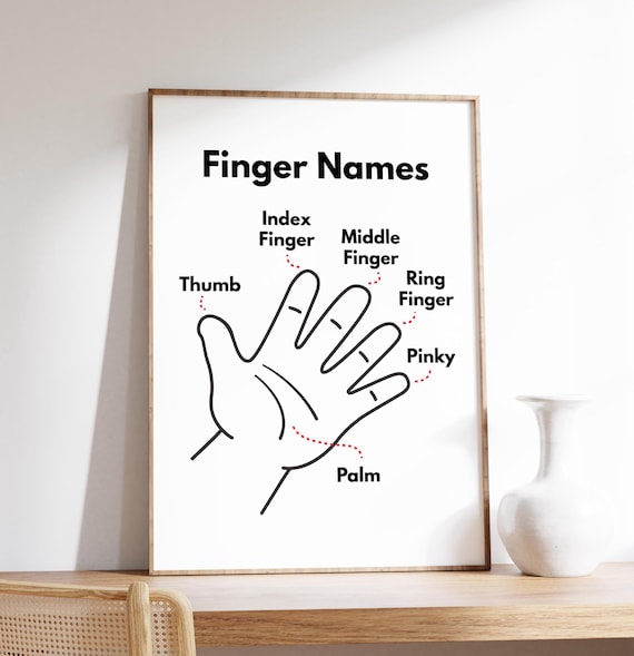 Finger Names Educational Hand Diagram Kids Learning Wall Print