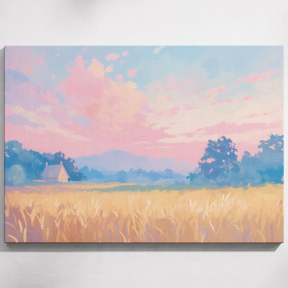 Sunrise Rice Paddy Golden Rice Field Rice Paddy Painting Golden Field Decor Sunrise Landscape Wall Art Prints