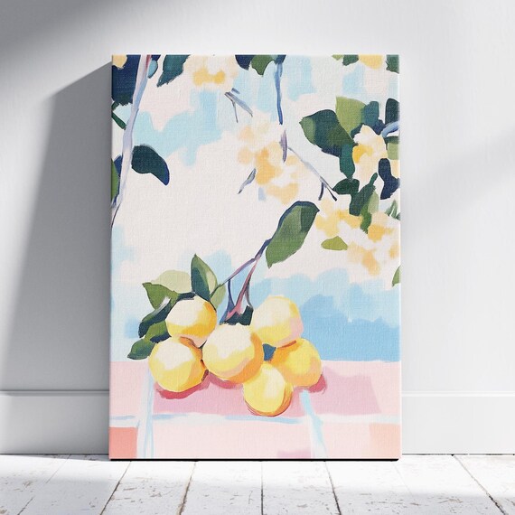 Lemon Food Art Kitchen Wall Art Print Cottagecore Kitchen Decor Farmhouse Decor Apartment Decor Oil Painting Prints
