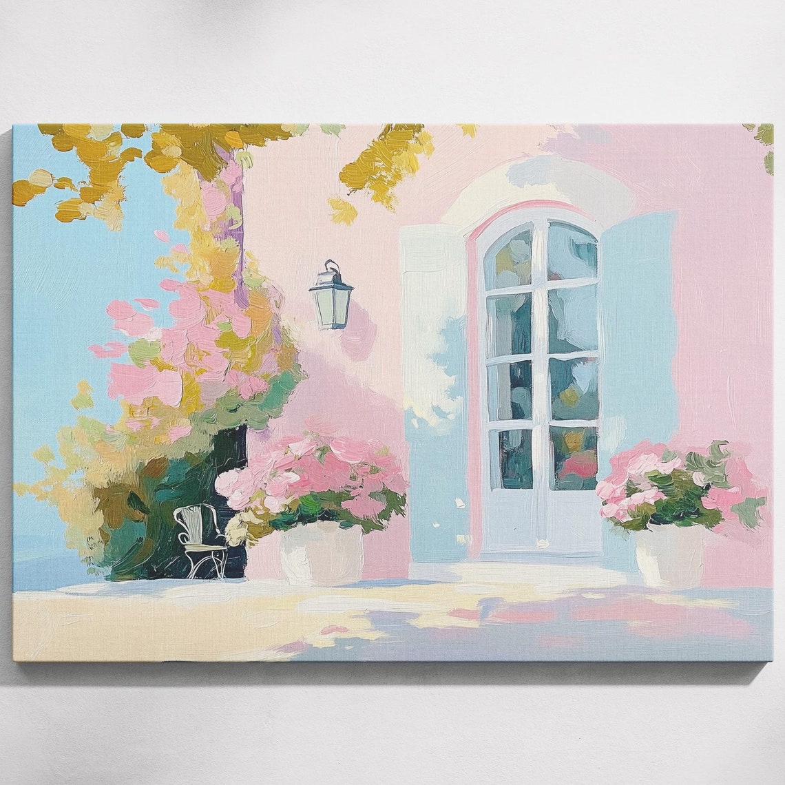 Serene French Countryside House Painting Countryside Painting French Cottage Art Idyllic Country View Quaint Village Scene Painting