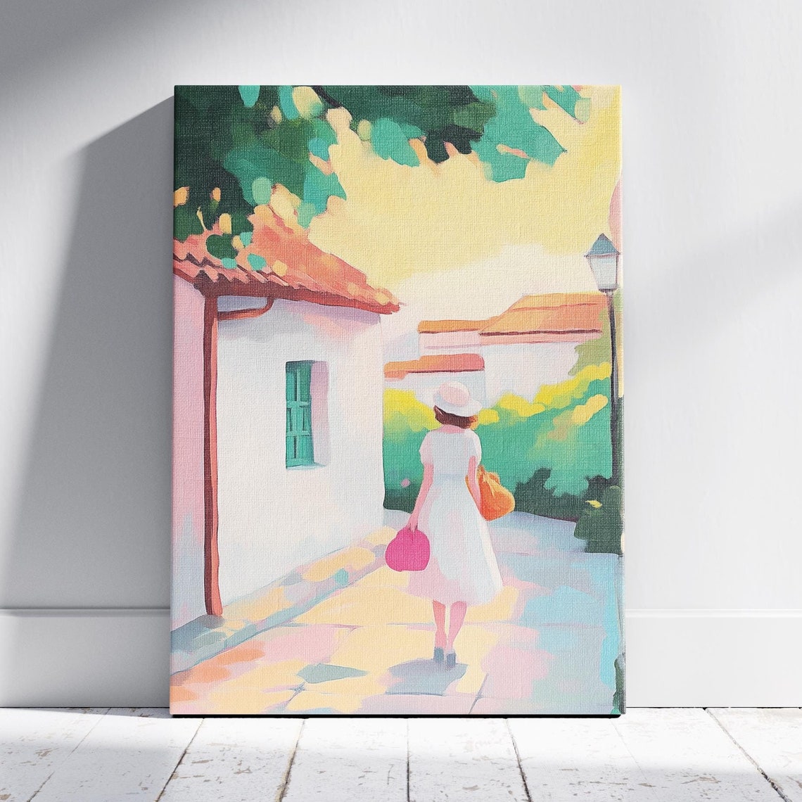 Pastels Countryside Mediterranean Print French Countryside Italian Countryside Tuscany Poster Greece Wall Art France Village Painting