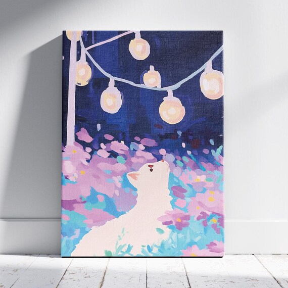 Funny Cat Portrait Witchy Decor Dopamine Decor Coquette Room Decor Original Painting Preppy Wall Art Print