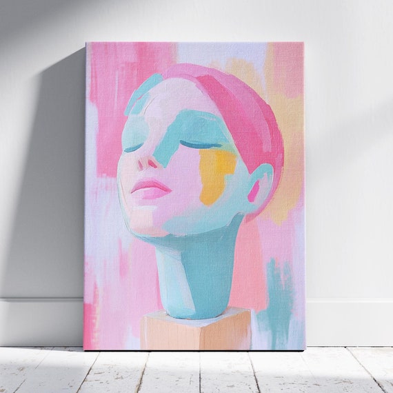 Artistic Colorful Woman Bust Unique Bust Decor Artistic Female Bust Bold Woman Sculpture Pastel Abstract Woman Bust Feminine Art Piece