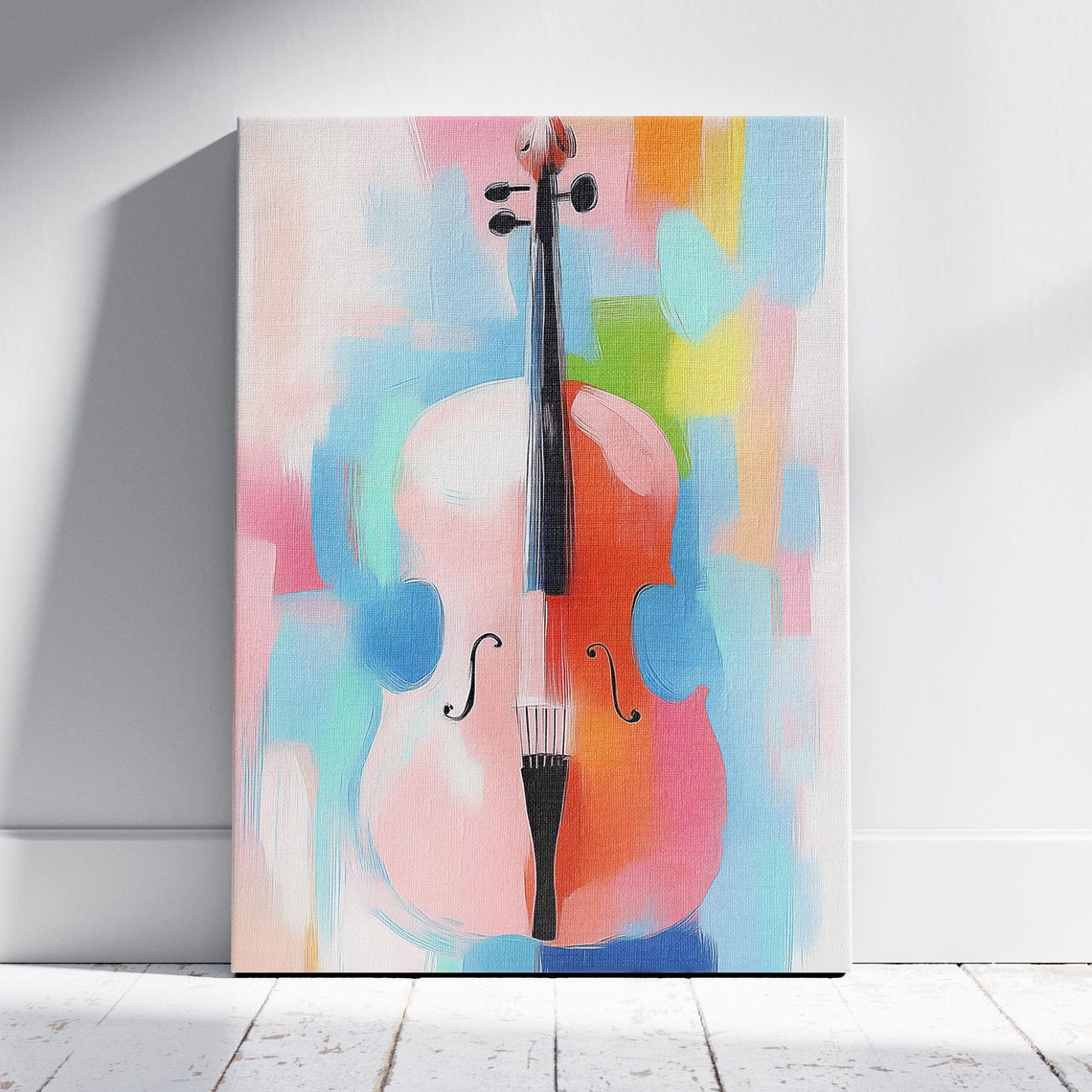 Pastel Colorful Cello Abstract Music Instrument Art Print Poster Decor