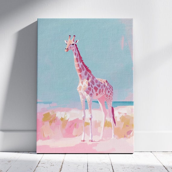 Playful Pastel Giraffe Art Cute Giraffe Print Pastel Wildlife Art Modern Safari Art Giraffe Wall Art Pastel Giraffe Art Savannah Decor